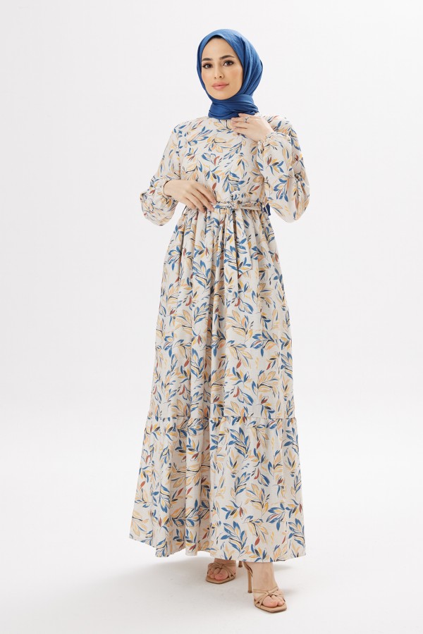 Viva Keten Elbise - İndigo