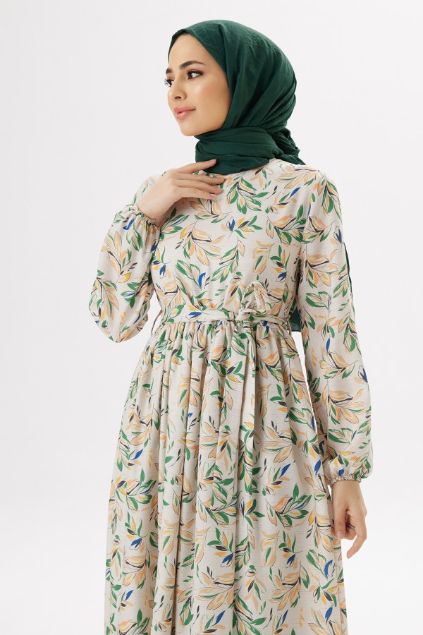 Viva Keten Elbise - Zümrüt