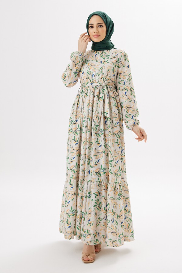 Viva Keten Elbise - Zümrüt