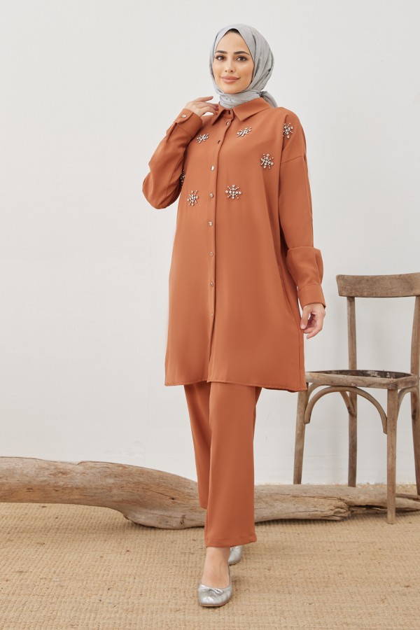 Snowflake Hijab Suit - Camel
