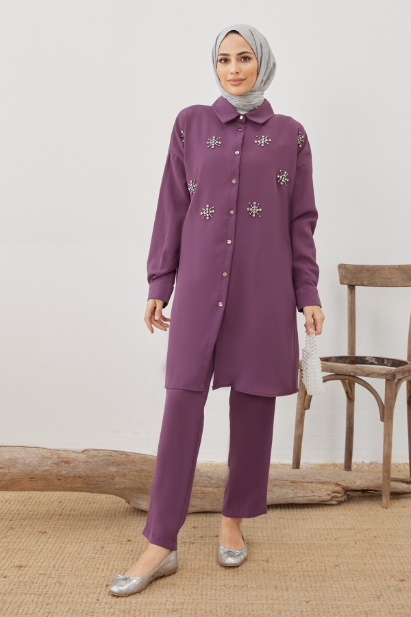 Kar Tanesi Tesettür Takım - Leylak