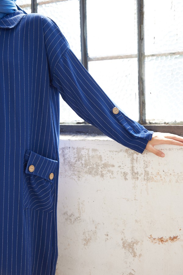 Cep Detaylı Tunik - İndigo