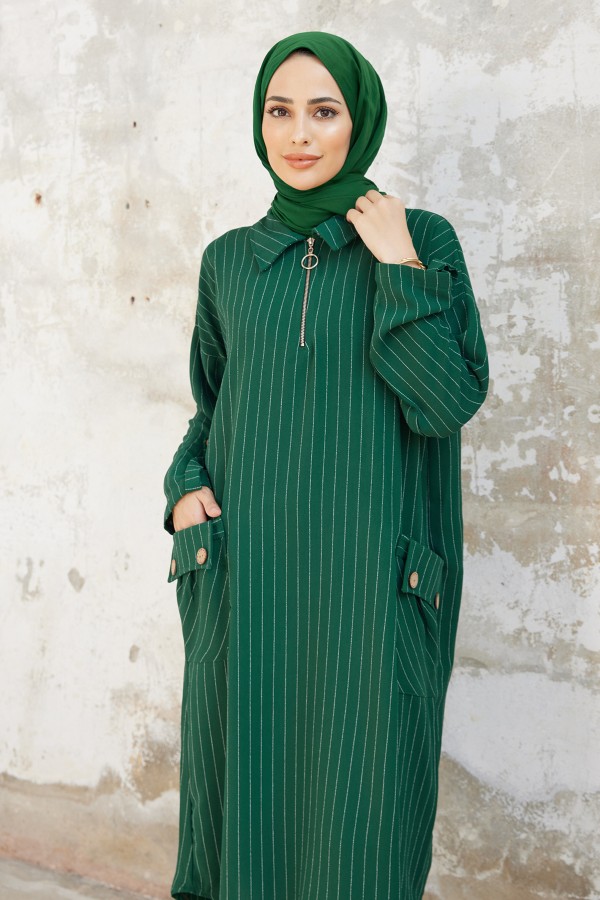 Cep Detaylı Tunik - Zümrüt