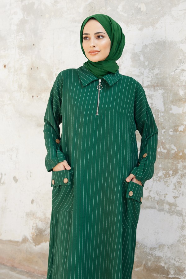 Cep Detaylı Tunik - Zümrüt