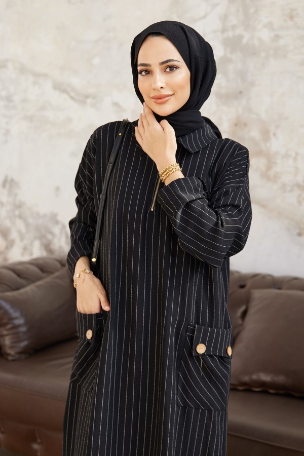 Cep Detaylı Tunik - Siyah