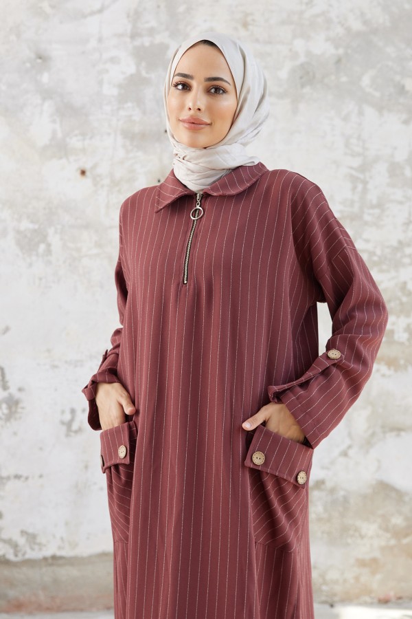 Cep Detaylı Tunik - Gül Kurusu