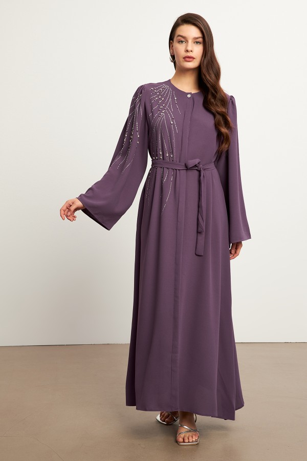 Viona Taşlı Abaya - Leylak