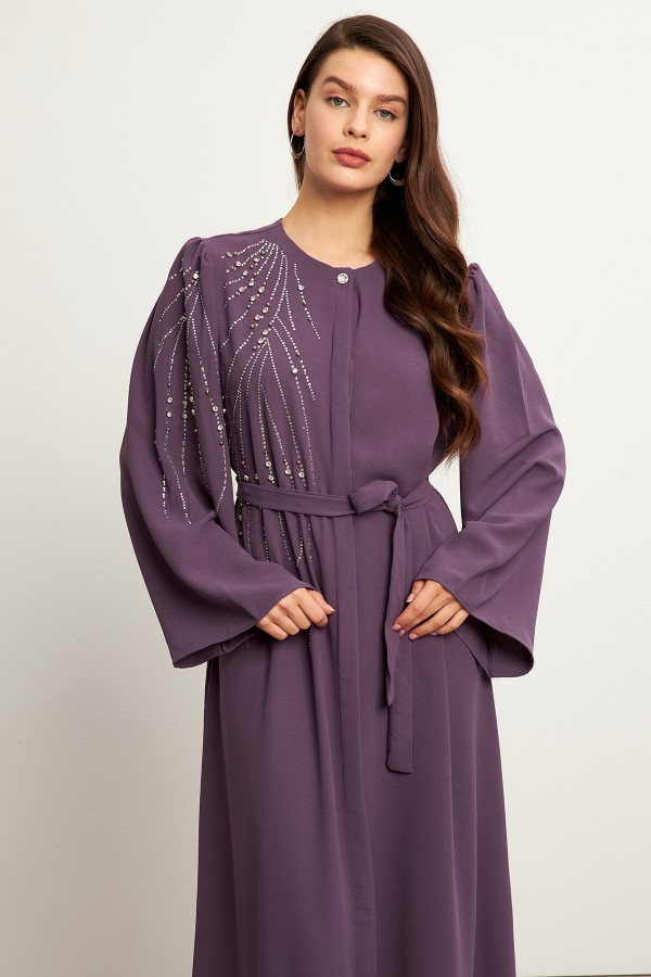 Viona Taşlı Abaya - Leylak