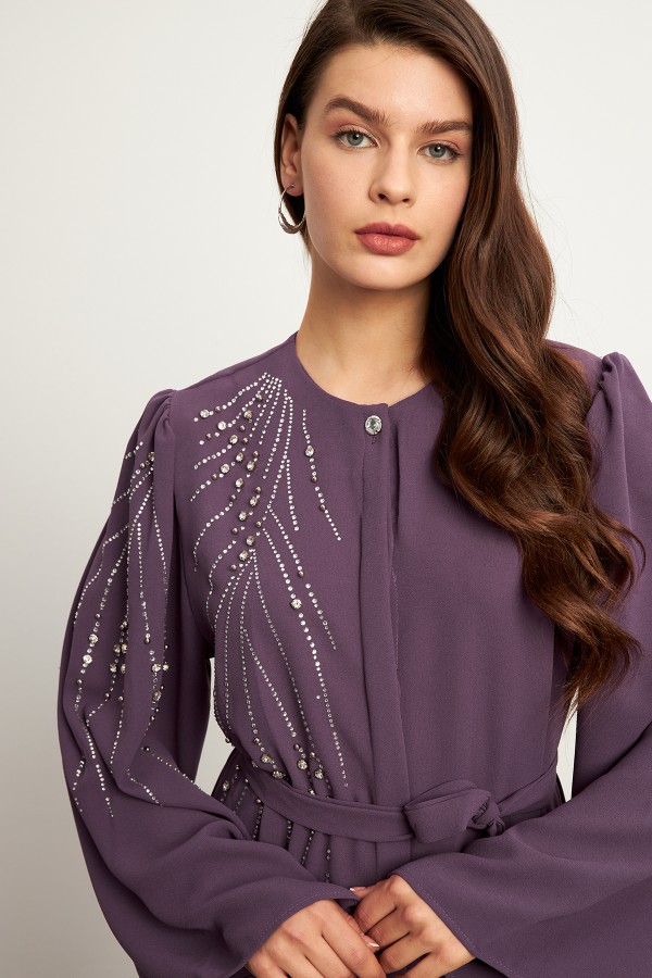 Viona Stone Abaya - Lilac