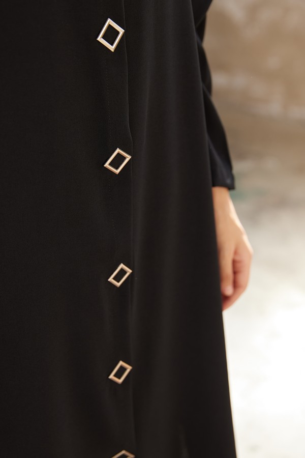 Düğme Detaylı Uzun Tunik - Siyah Düğme Detaylı Uzun Tunik - Siyah