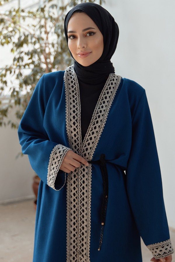 Bağcıklı Triko Kimono - Saks