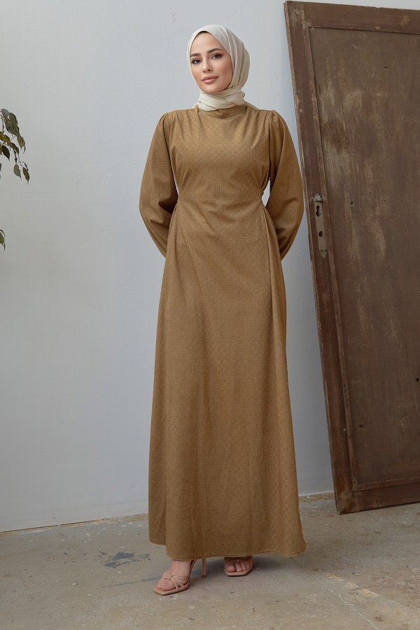Belted Velvet Dress - Oil Green
