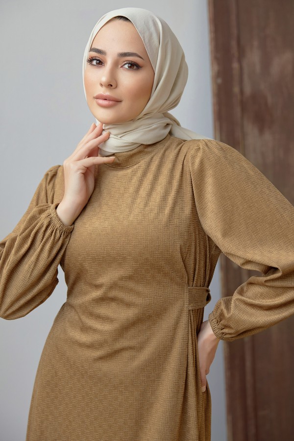 Belted Velvet Dress - Oil Green