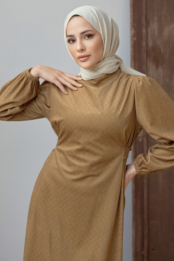 Belted Velvet Dress - Oil Green