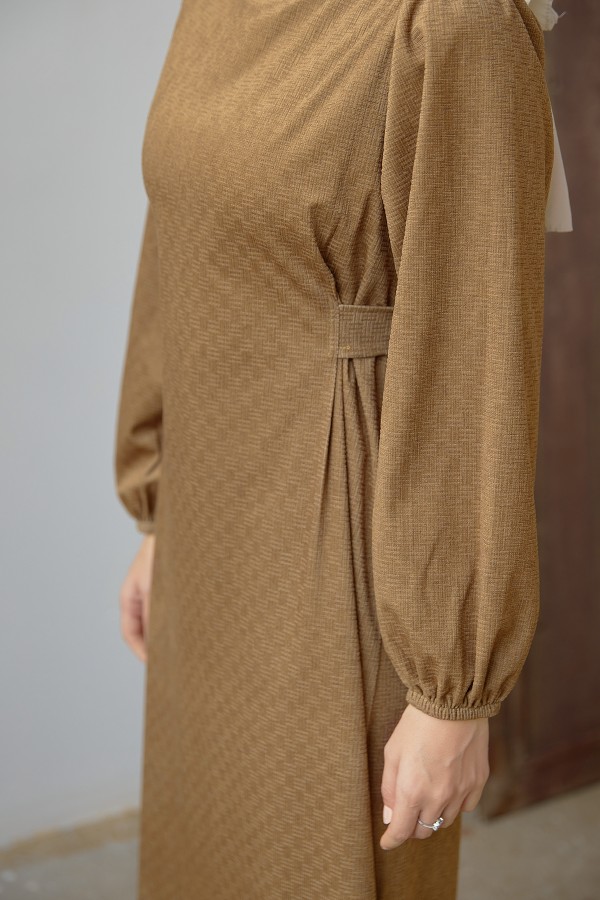 Belted Velvet Dress - Oil Green