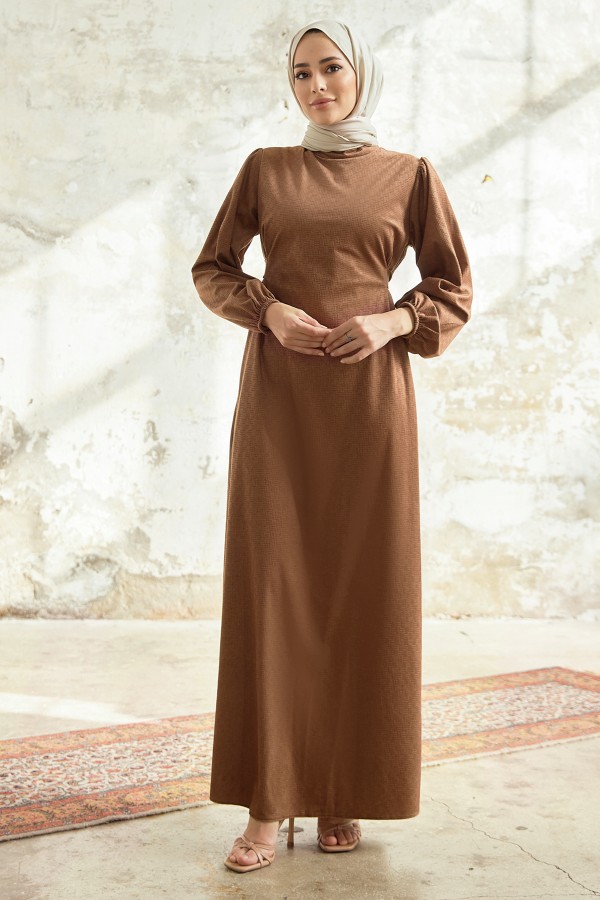 Belted Velvet Dress - Camel