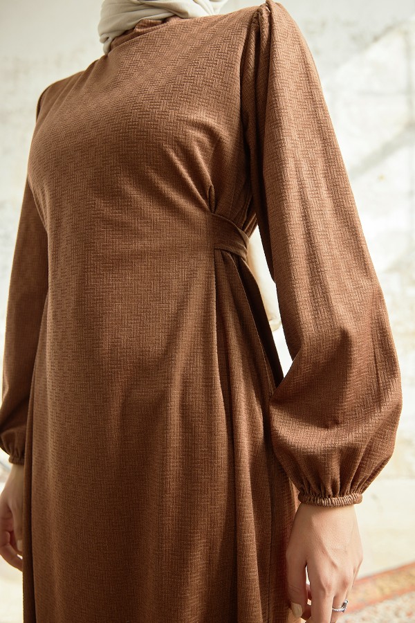 Belted Velvet Dress - Camel