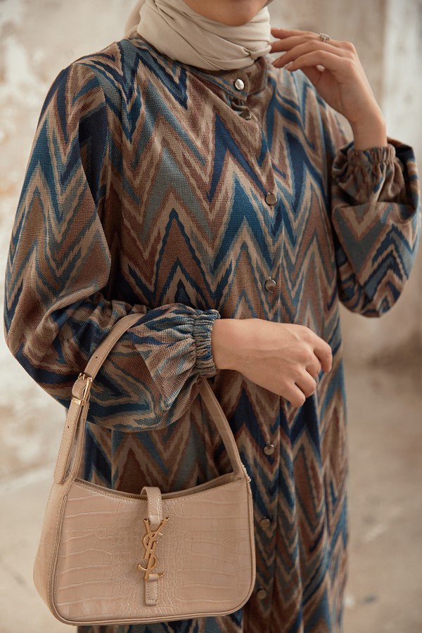 Plus Size Ethnic Pattern Suit - Indigo