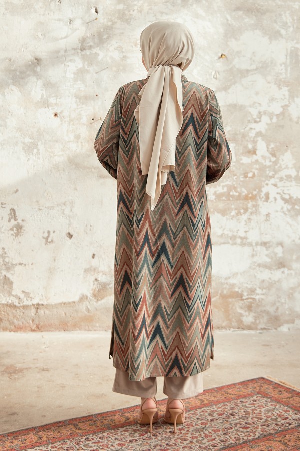 Büyük Beden Etnik Desen Takım - Zümrüt