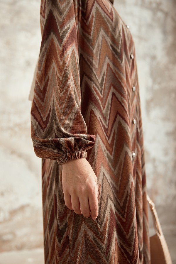 Plus Size Ethnic Pattern Suit - Camel