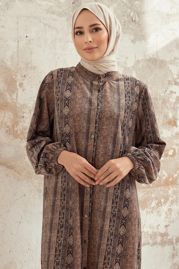 Büyük Beden Otantik Desen Takım - Siyah