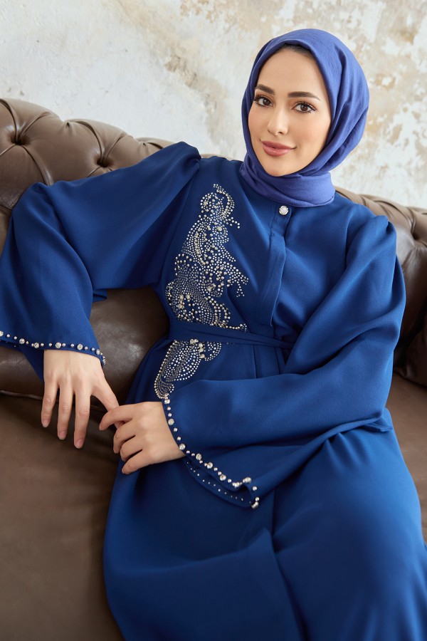 Lora Taşlı Abaya - İndigo