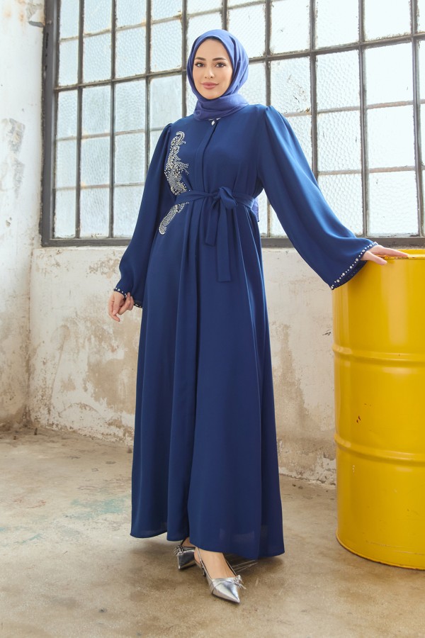 Lora Stone Abaya - Indigo