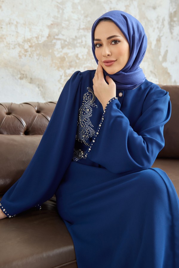 Lora Stone Abaya - Indigo