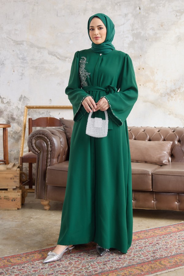 Lora Stone Abaya - Emerald
