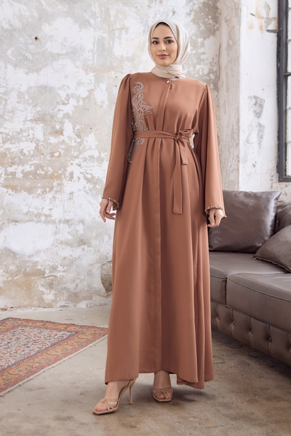 Lora Taşlı Abaya - Camel