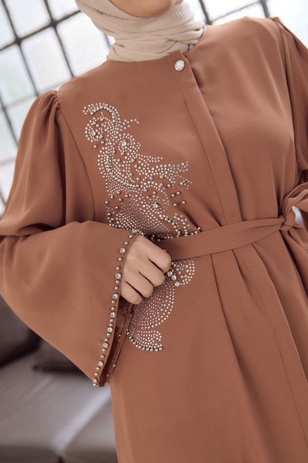 Lora Taşlı Abaya - Camel