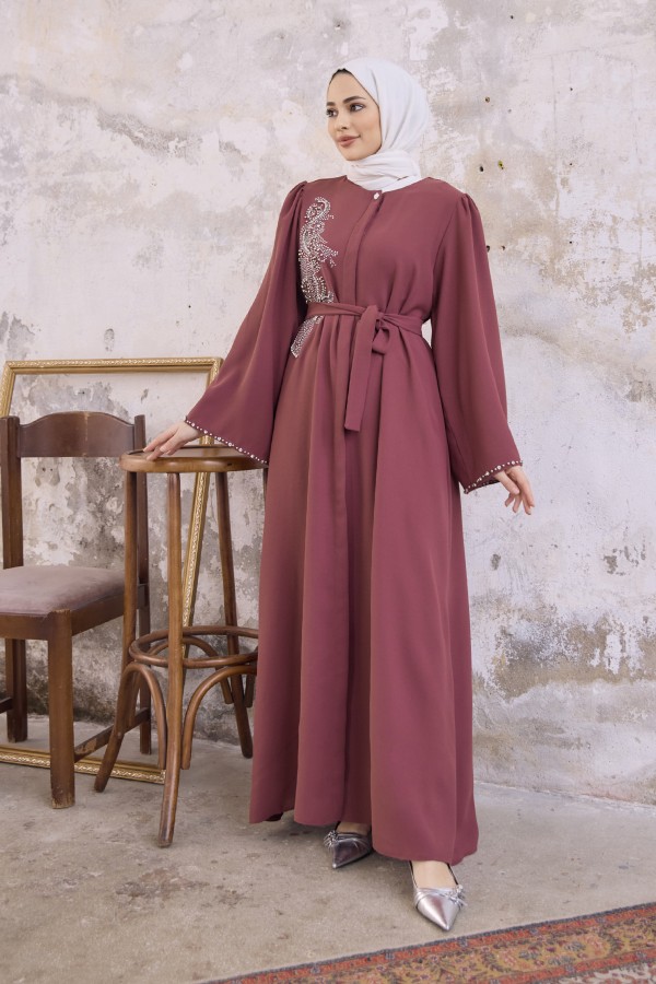Lora Stone Abaya - Dusty Rose