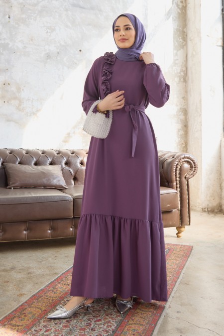 Shoulder Ruffle Dress - Lilac