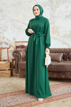 Vera Belted Dress - Emerald