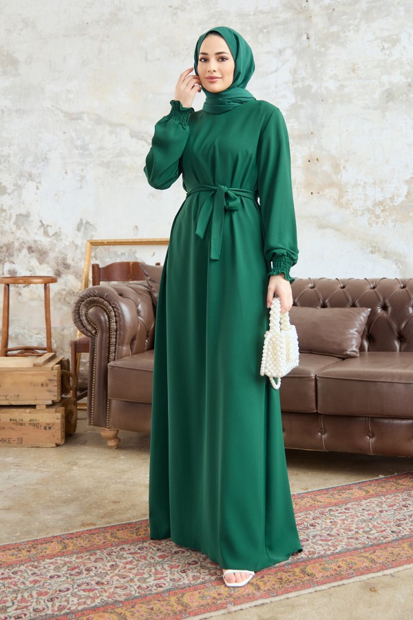 Vera Belted Dress - Emerald