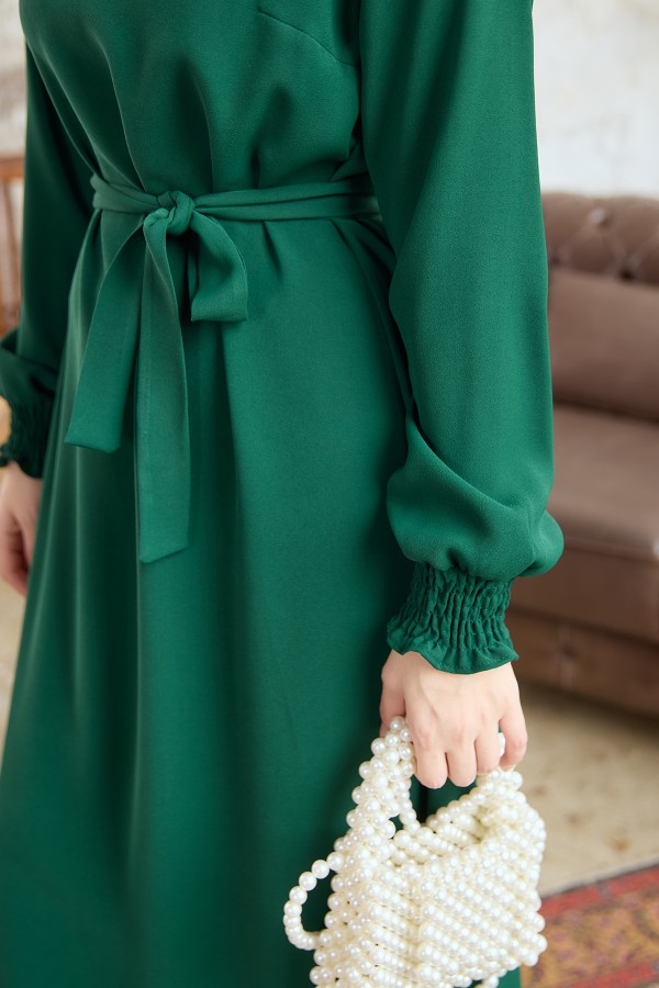 Vera Belted Dress - Emerald