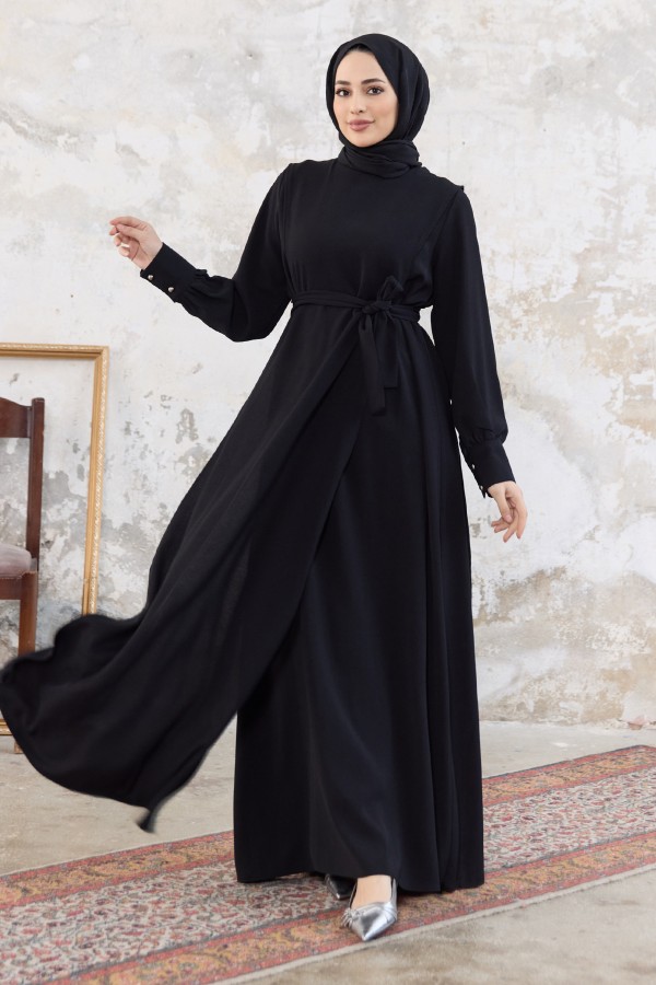 Capped Crepe Dress - Black