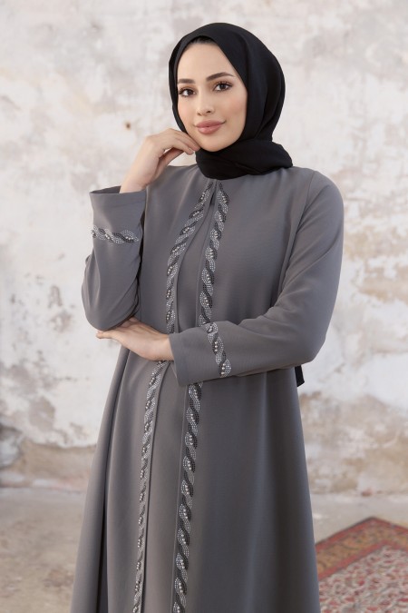 Lara Plus Size Evening Dress - Gray