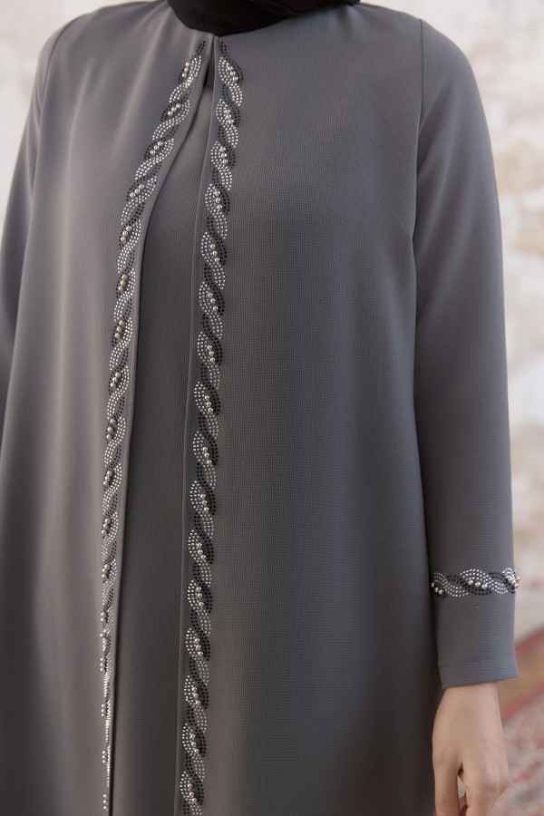 Lara Plus Size Evening Dress - Gray