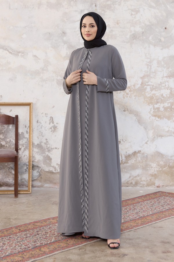 Lara Plus Size Evening Dress - Gray