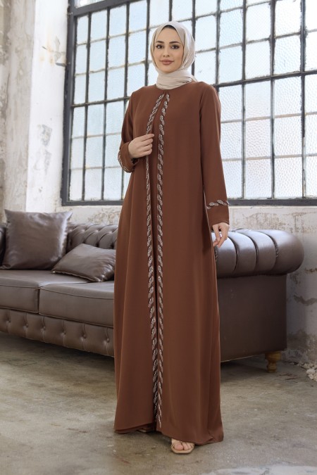 Lara Plus Size Evening Dress - Camel