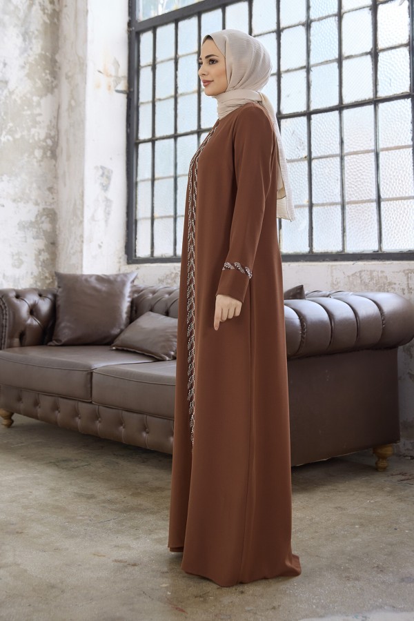 Lara Plus Size Evening Dress - Camel
