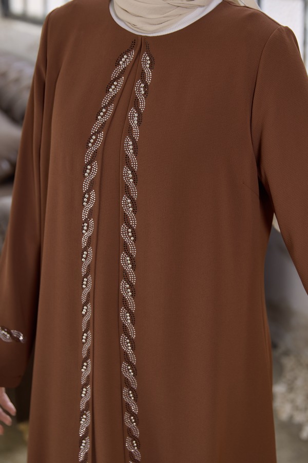 Lara Plus Size Evening Dress - Camel