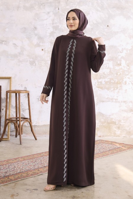 Lara Plus Size Evening Dress - Brown