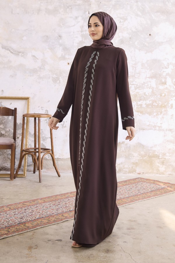 Lara Plus Size Evening Dress - Brown