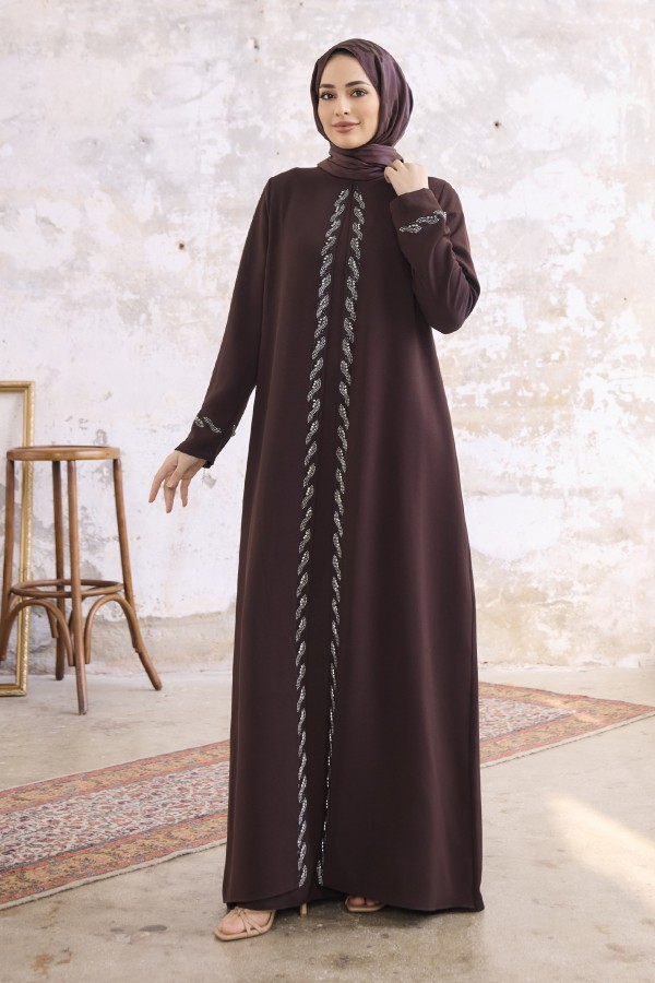 Lara Plus Size Evening Dress - Brown