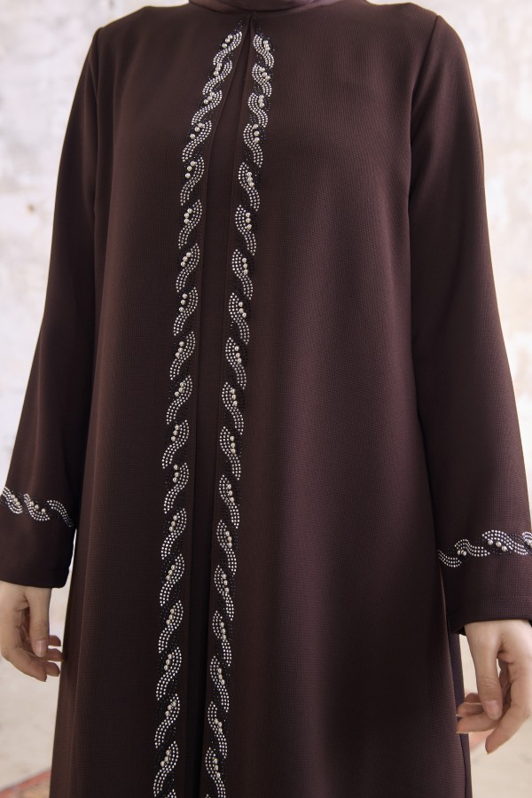 Lara Plus Size Evening Dress - Brown