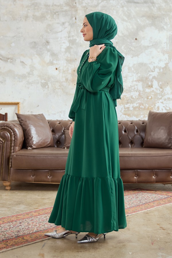 Neva Stone Dress - Emerald