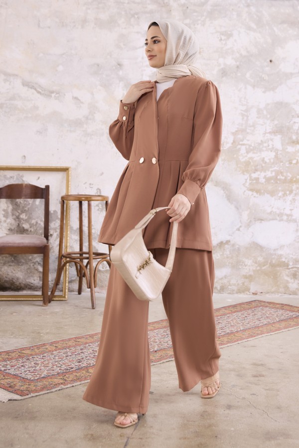 Linda Ceket Pantolon Takım - Camel