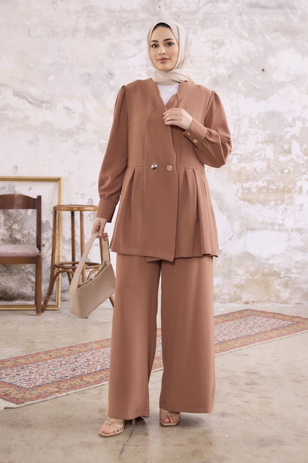 Linda Ceket Pantolon Takım - Camel